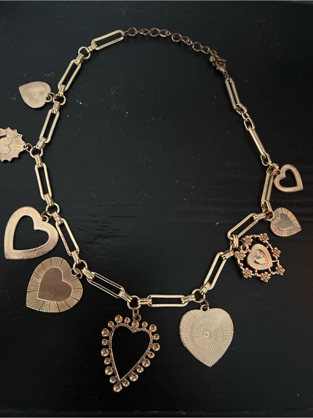 Gold Heart Charm Link Necklace - Women's Gold Pendant Necklace